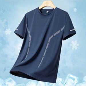 Men New Style Ice Silk Short Sleeve T-shirt, Breathable Sport Quick-dry Tee For Summer