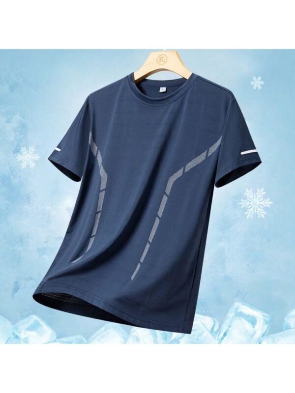 Men New Style Ice Silk Short Sleeve T-shirt, Breathable Sport Quick-dry Tee For Summer