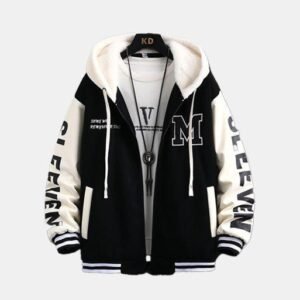 Slick Thermal Fleece Hooded Varsity Jacket